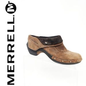 Merrell Womens Brown 10 Leather Slip on mules EUC
